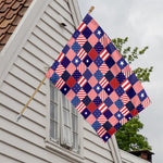 American Patriotic Patchwork Print House Flag