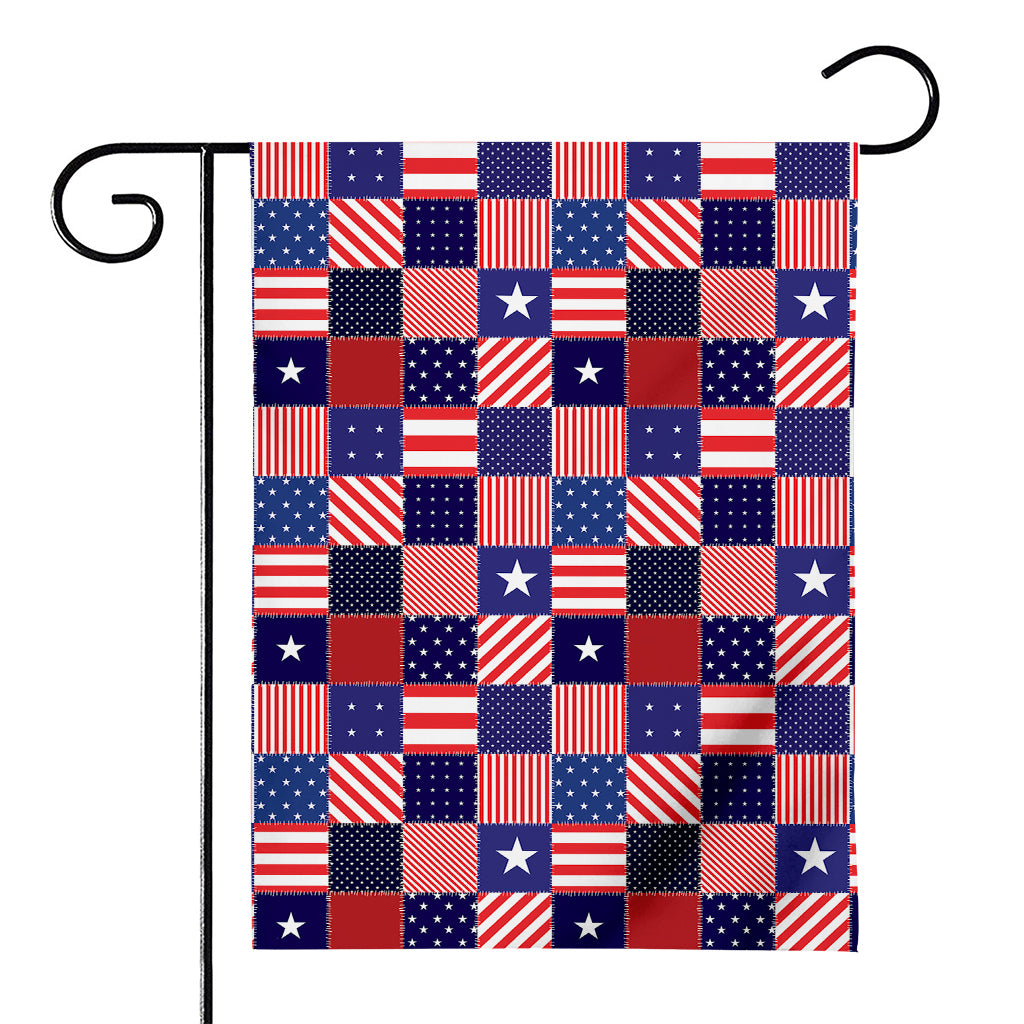American Patriotic Patchwork Print House Flag