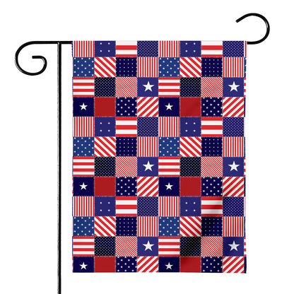 American Patriotic Patchwork Print House Flag