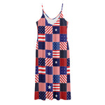 American Patriotic Patchwork Print Jersey Midi Cami Dress