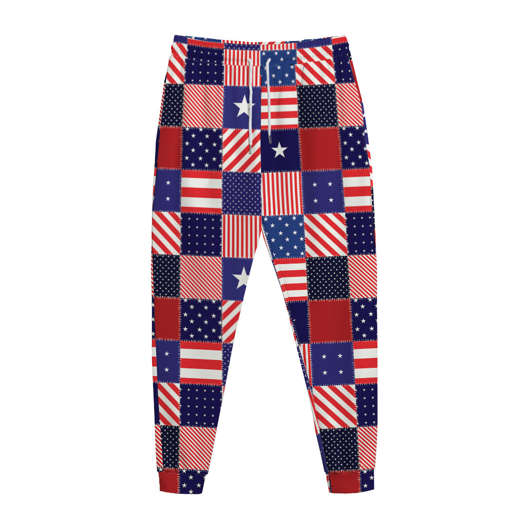 American Patriotic Patchwork Print Jogger Pants