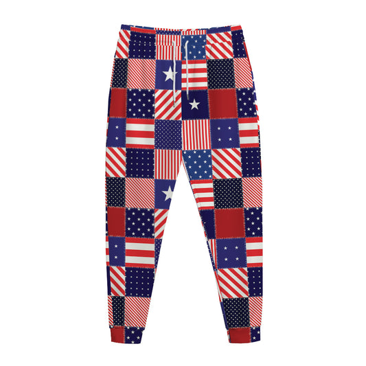 American Patriotic Patchwork Print Jogger Pants
