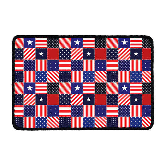 American Patriotic Patchwork Print Kitchen Mat