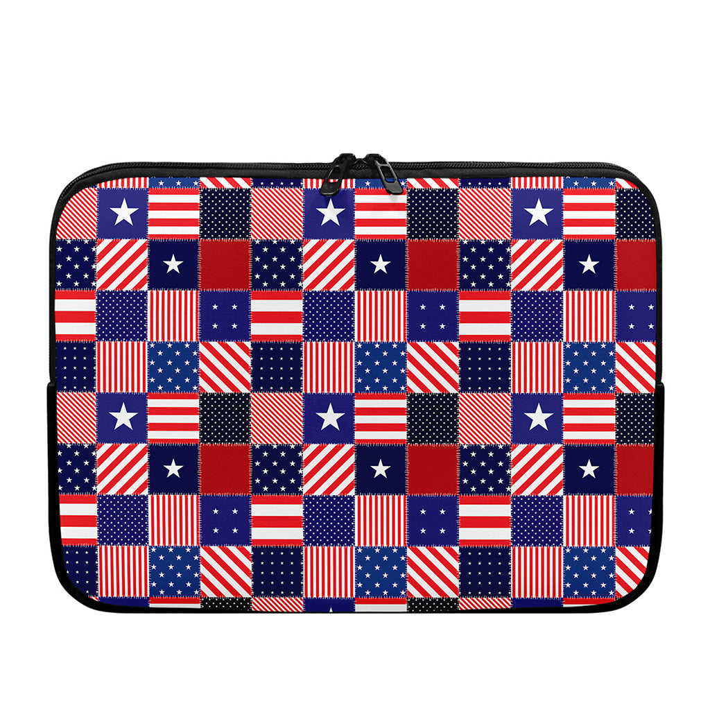 American Patriotic Patchwork Print Laptop Sleeve