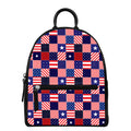 American Patriotic Patchwork Print Leather Backpack