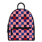 American Patriotic Patchwork Print Leather Backpack