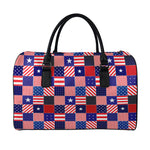 American Patriotic Patchwork Print Leather Duffle Bag