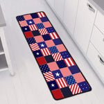 American Patriotic Patchwork Print Long Kitchen Mat