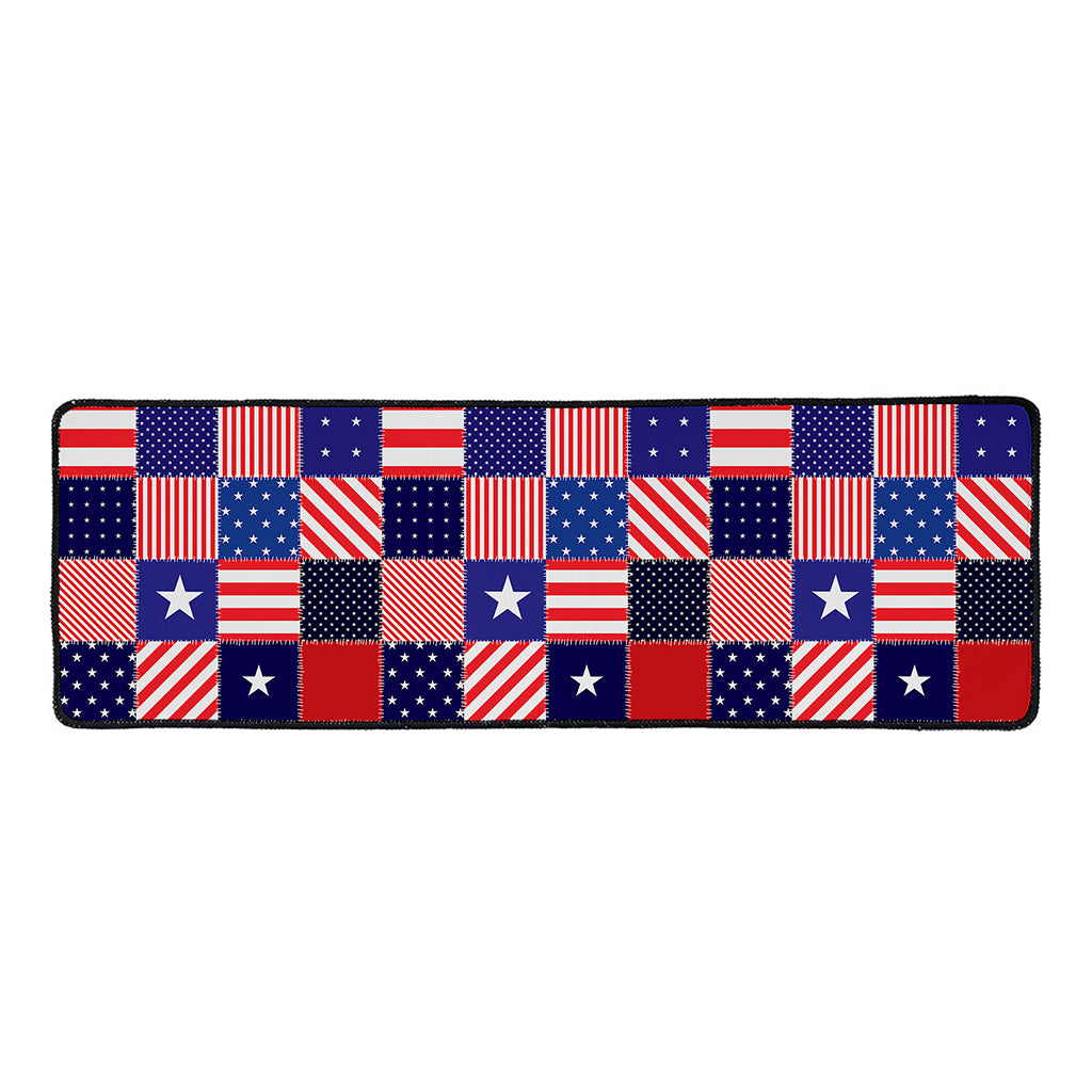 American Patriotic Patchwork Print Long Kitchen Mat
