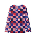 American Patriotic Patchwork Print Long Sleeve Short Coat
