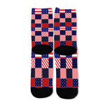 American Patriotic Patchwork Print Long Socks