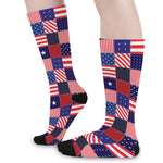 American Patriotic Patchwork Print Long Socks