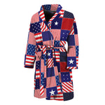 American Patriotic Patchwork Print Men's Bathrobe