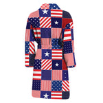 American Patriotic Patchwork Print Men's Bathrobe