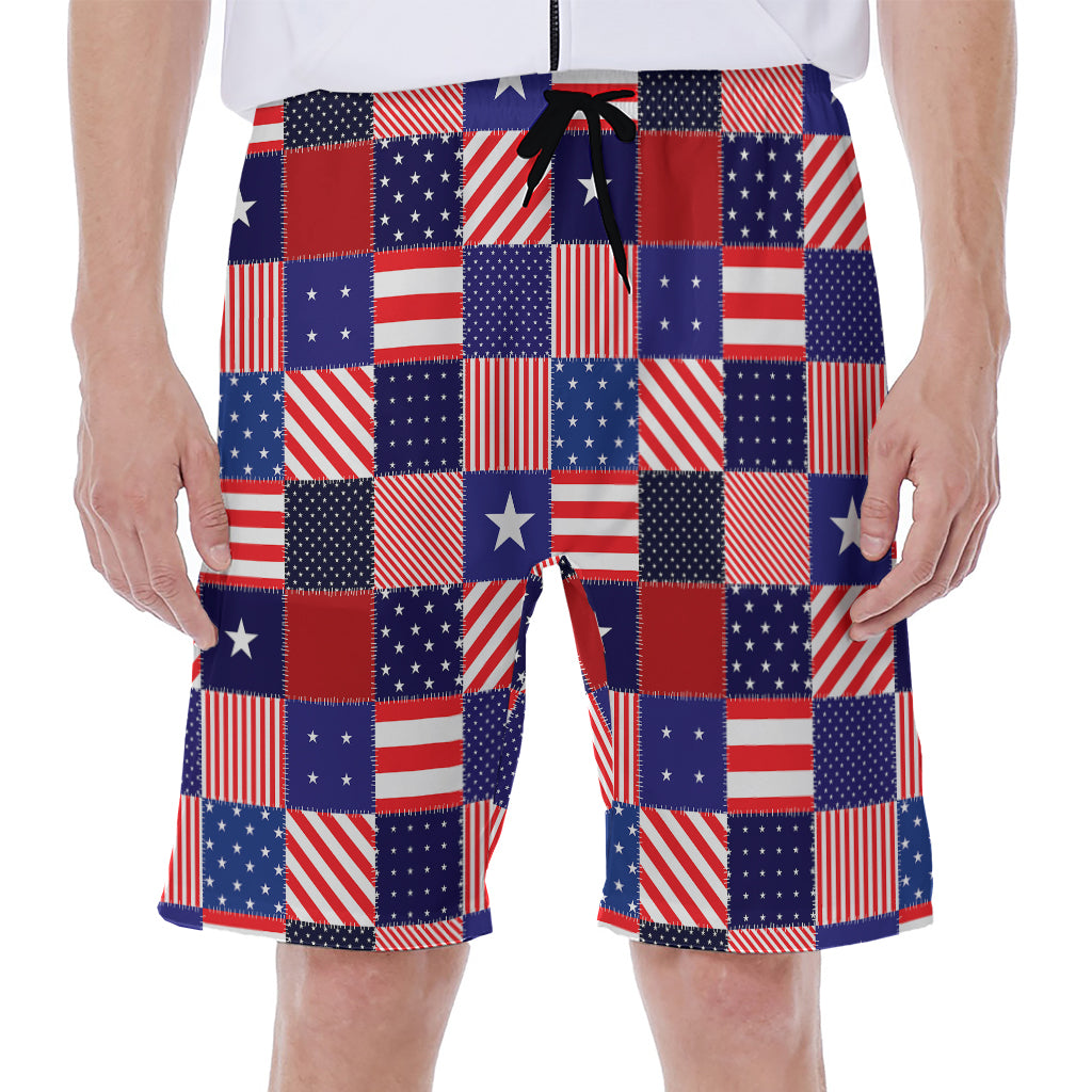 American Patriotic Patchwork Print Men's Beach Shorts