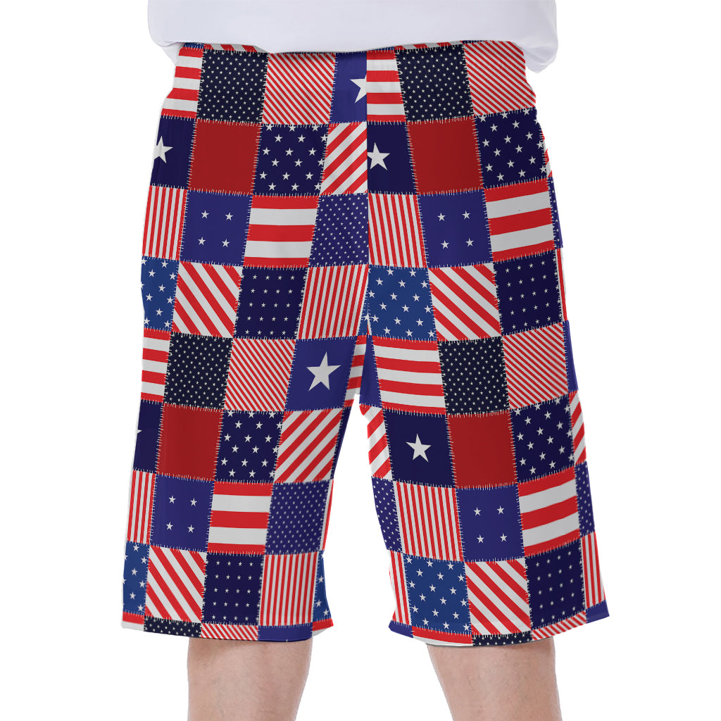 American Patriotic Patchwork Print Men's Beach Shorts