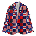 American Patriotic Patchwork Print Men's Blazer