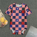 American Patriotic Patchwork Print Men's Bodysuit