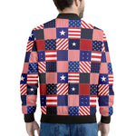 American Patriotic Patchwork Print Men's Bomber Jacket