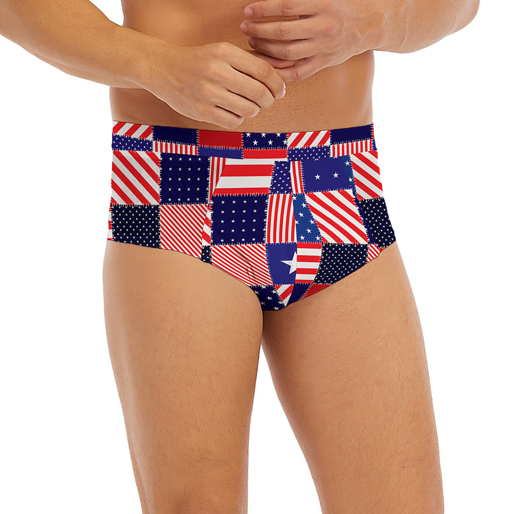 American Patriotic Patchwork Print Men's Briefs