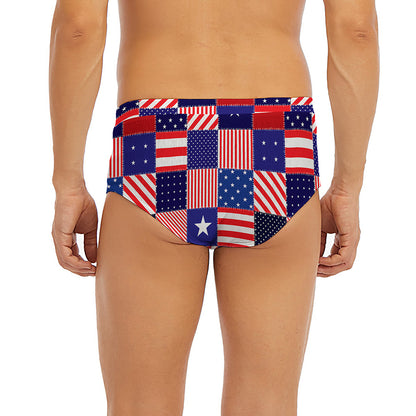 American Patriotic Patchwork Print Men's Briefs