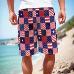 American Patriotic Patchwork Print Men's Cargo Shorts