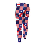 American Patriotic Patchwork Print Men's Compression Pants