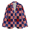 American Patriotic Patchwork Print Men's Cotton Blazer