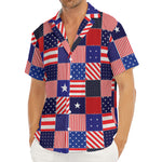 American Patriotic Patchwork Print Men's Deep V-Neck Shirt