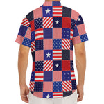 American Patriotic Patchwork Print Men's Deep V-Neck Shirt