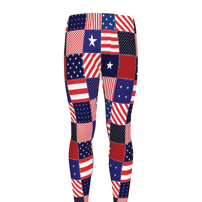 American Patriotic Patchwork Print Men's leggings