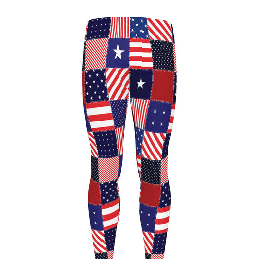 American Patriotic Patchwork Print Men's leggings