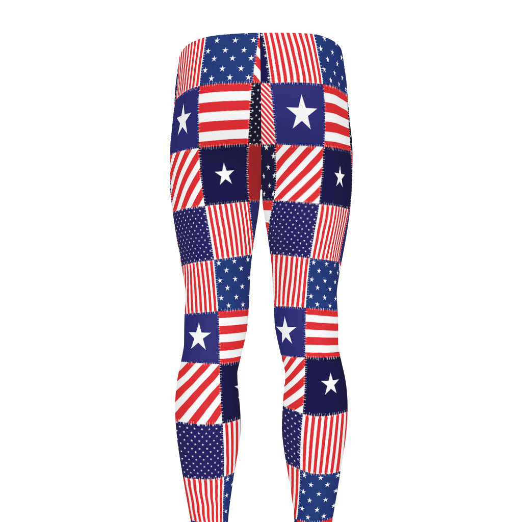 American Patriotic Patchwork Print Men's leggings