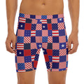 American Patriotic Patchwork Print Men's Long Boxer Briefs