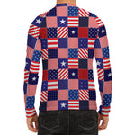 American Patriotic Patchwork Print Men's Long Sleeve Rash Guard