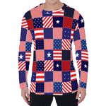 American Patriotic Patchwork Print Men's Long Sleeve T-Shirt