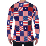 American Patriotic Patchwork Print Men's Long Sleeve T-Shirt
