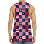 American Patriotic Patchwork Print Men's Muscle Tank Top