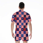 American Patriotic Patchwork Print Men's Rompers