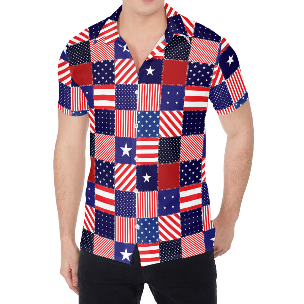 American Patriotic Patchwork Print Men's Shirt