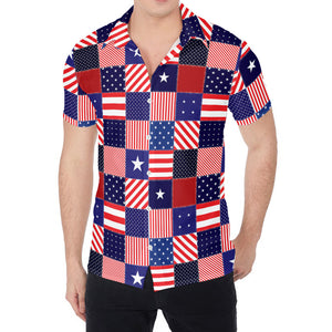 American Patriotic Patchwork Print Men's Shirt