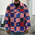 American Patriotic Patchwork Print Men's Shirt Jacket
