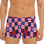 American Patriotic Patchwork Print Men's Short Boxer Briefs