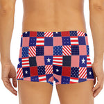 American Patriotic Patchwork Print Men's Short Boxer Briefs
