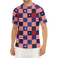 American Patriotic Patchwork Print Men's Short Sleeve Rash Guard