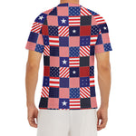 American Patriotic Patchwork Print Men's Short Sleeve Rash Guard