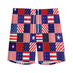 American Patriotic Patchwork Print Men's Sports Shorts