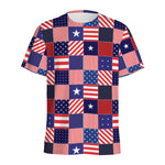 American Patriotic Patchwork Print Men's Sports T-Shirt