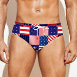 American Patriotic Patchwork Print Men's Swim Briefs