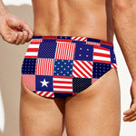 American Patriotic Patchwork Print Men's Swim Briefs